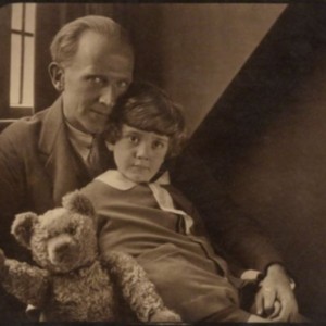 AA Milne with his son, Christopher, and Pooh Bear in 1926. (Photo: Howard Coster/Wikipedia.com)