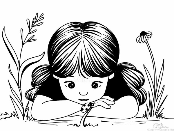 Girl Admiring Bug