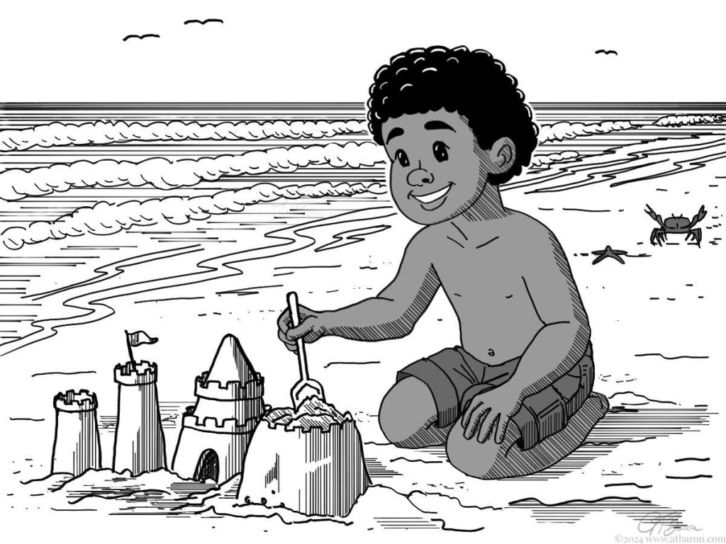 Boy Building Sandcastles